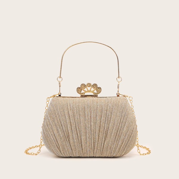 

Rhinestone Decor Chain Clutch Bag, Gold
