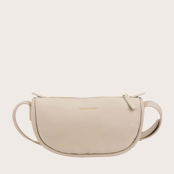 

Letter Graphic Minimalist Crossbody Bag, Beige