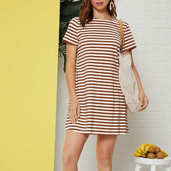 

Striped Print Tee Dress, Multicolor