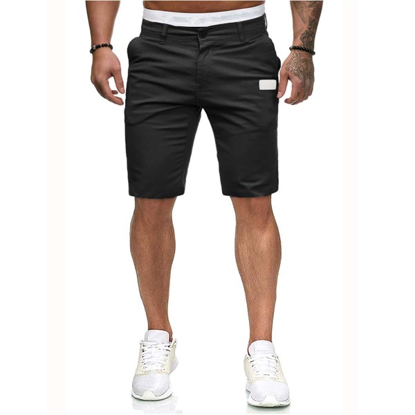 

Men Patched Slant Pocket Shorts, Black