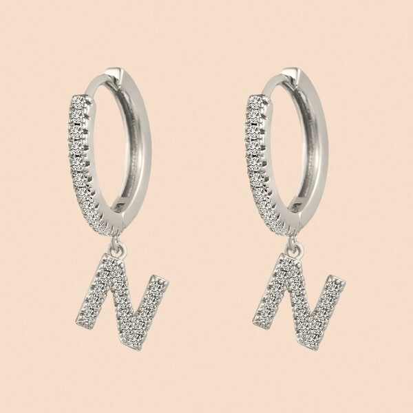 

Letter Decor Drop Earrings, Silver