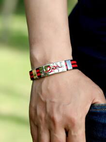 الموضة و شائع للرجال قص مجوف لهب زخرفة سوار جلد صناعي الى مجوهرات هدية و الى A أنيق نظرة