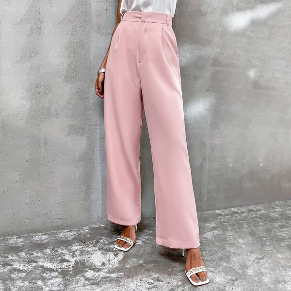 

Solid Wide Leg Pants, Baby pink
