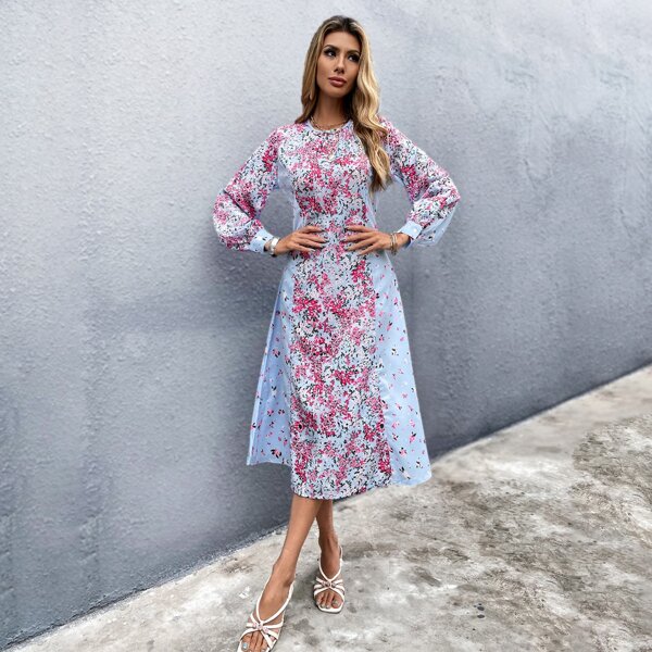 

Ditsy Floral A-line Dress Without Belt, Multicolor