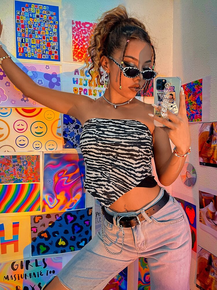 Zebra Striped Tube Top