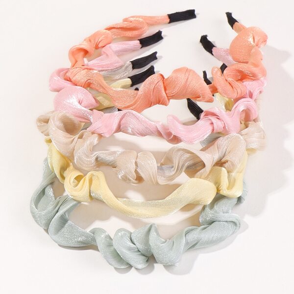 

5pcs Girls Ruched Headband, Multicolor