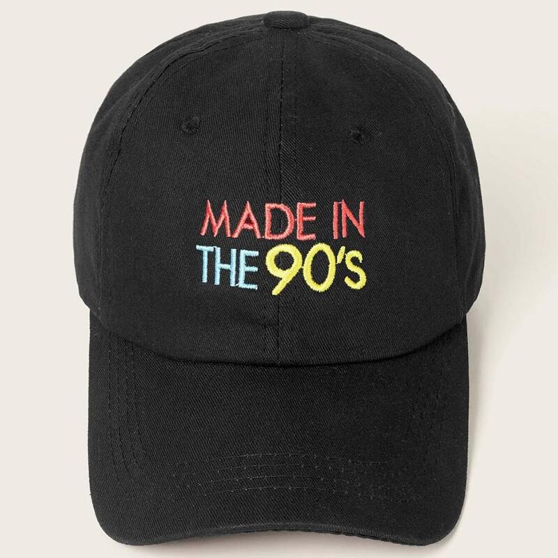 

Slogan Graphic Embroidery Baseball Cap, Black