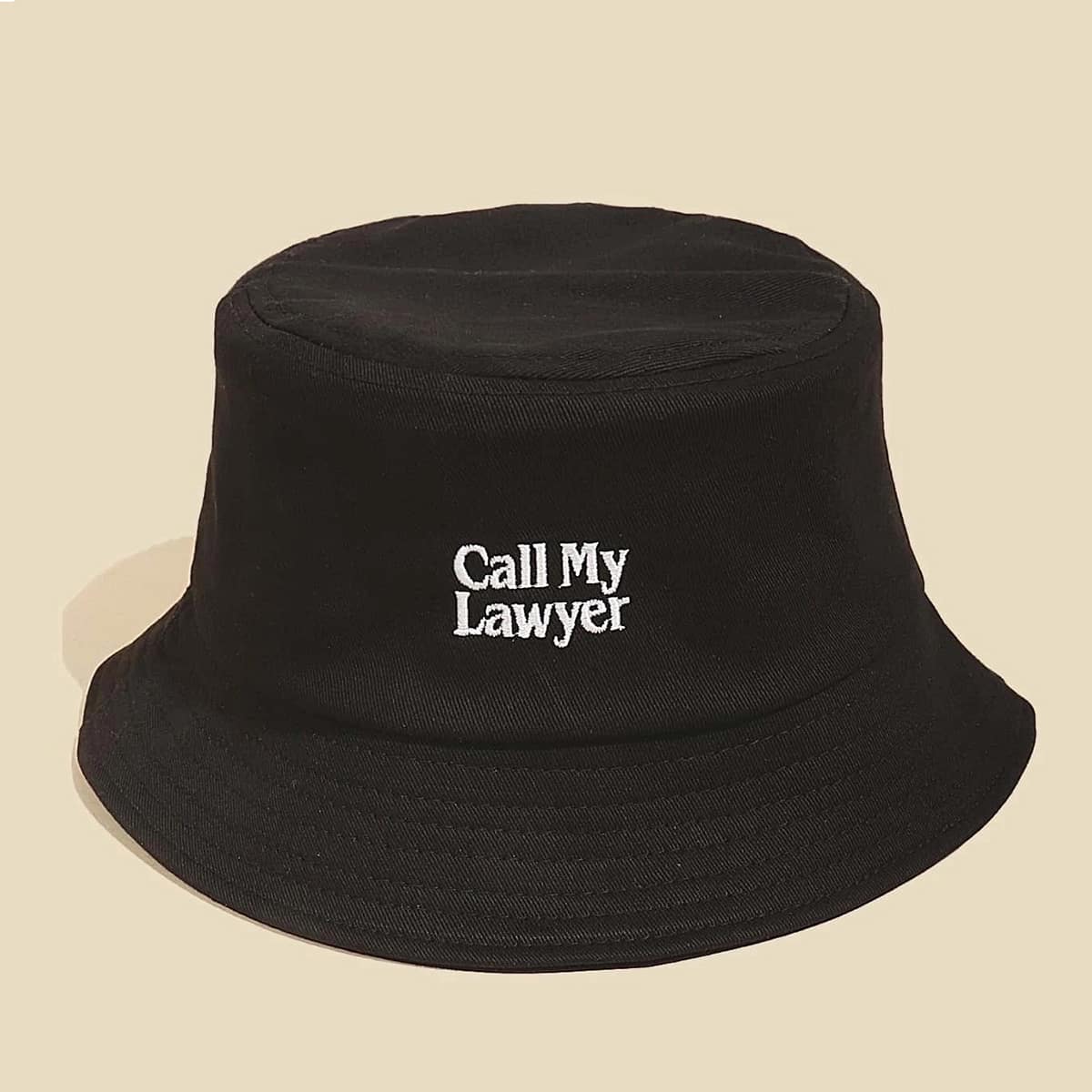 

Letter Graphic Embroidery Bucket Hat, Black