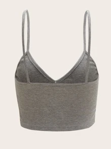 SHEIN EZwear 素色羅紋針織吊帶上衣 - 淺灰色 - 查看 2
