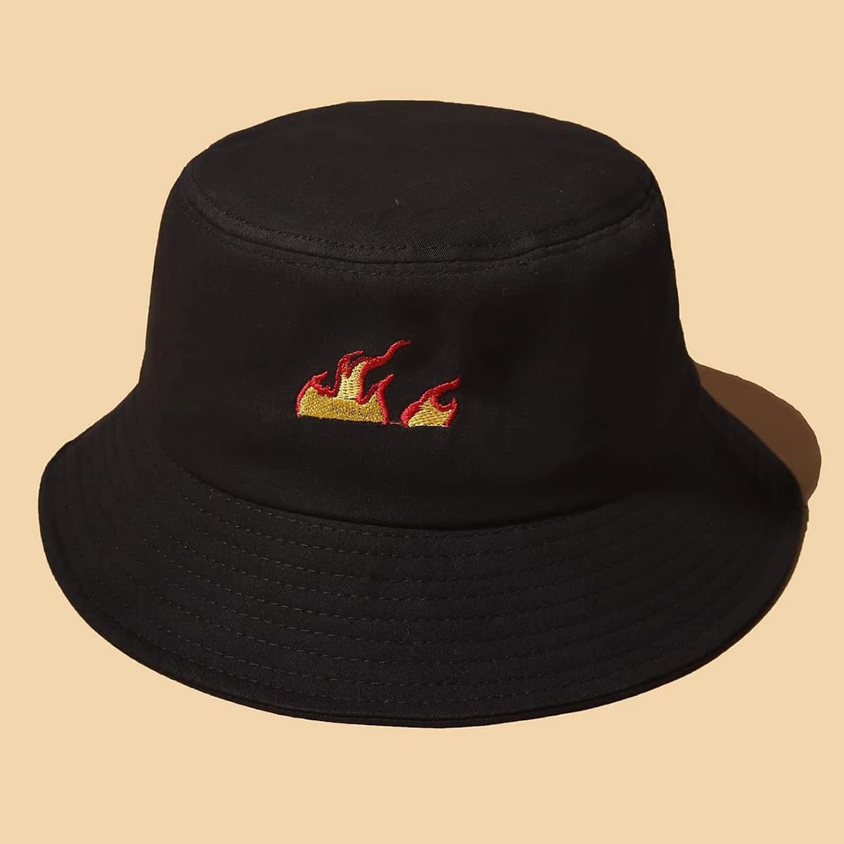 

Fire Embroidery Bucket Hat, Black