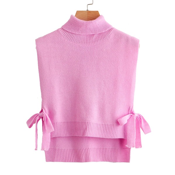 

Turtle Neck Knot Side Sweater Vest, Pink
