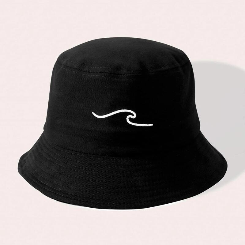 

Graphic Embroidery Bucket Hat, Black