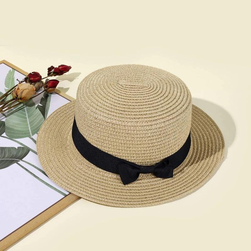 

Bow Decor Straw Hat, Khaki