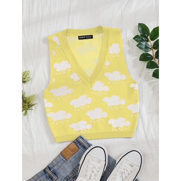 

Allover Pattern Sweater Vest, Yellow