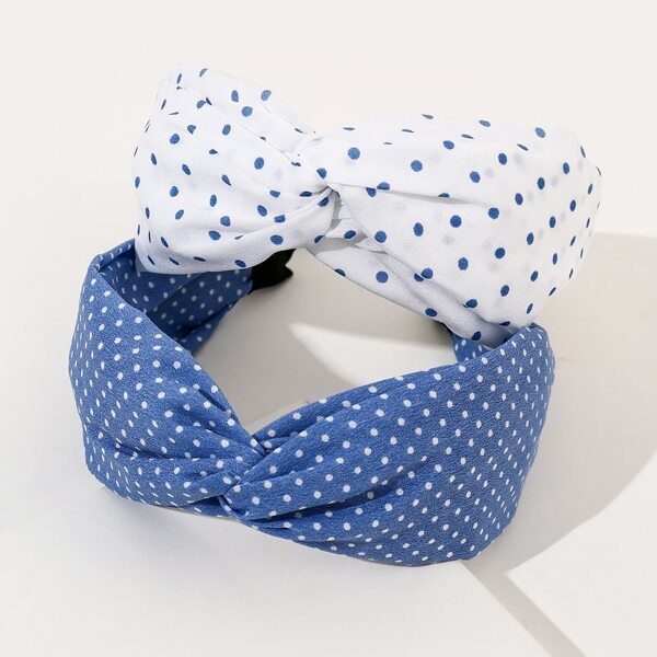 

2pcs Polka Dot Headband, Multicolor