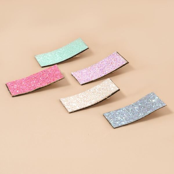 

5pcs Toddler Girls Sequin Decor Hair Clip, Multicolor