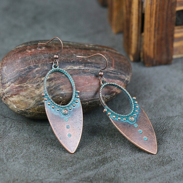 

Vintage Drop Earrings, Bronze