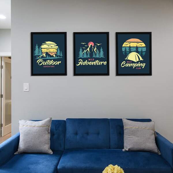 

3pcs Mountain Print Unframed Painting, Multicolor