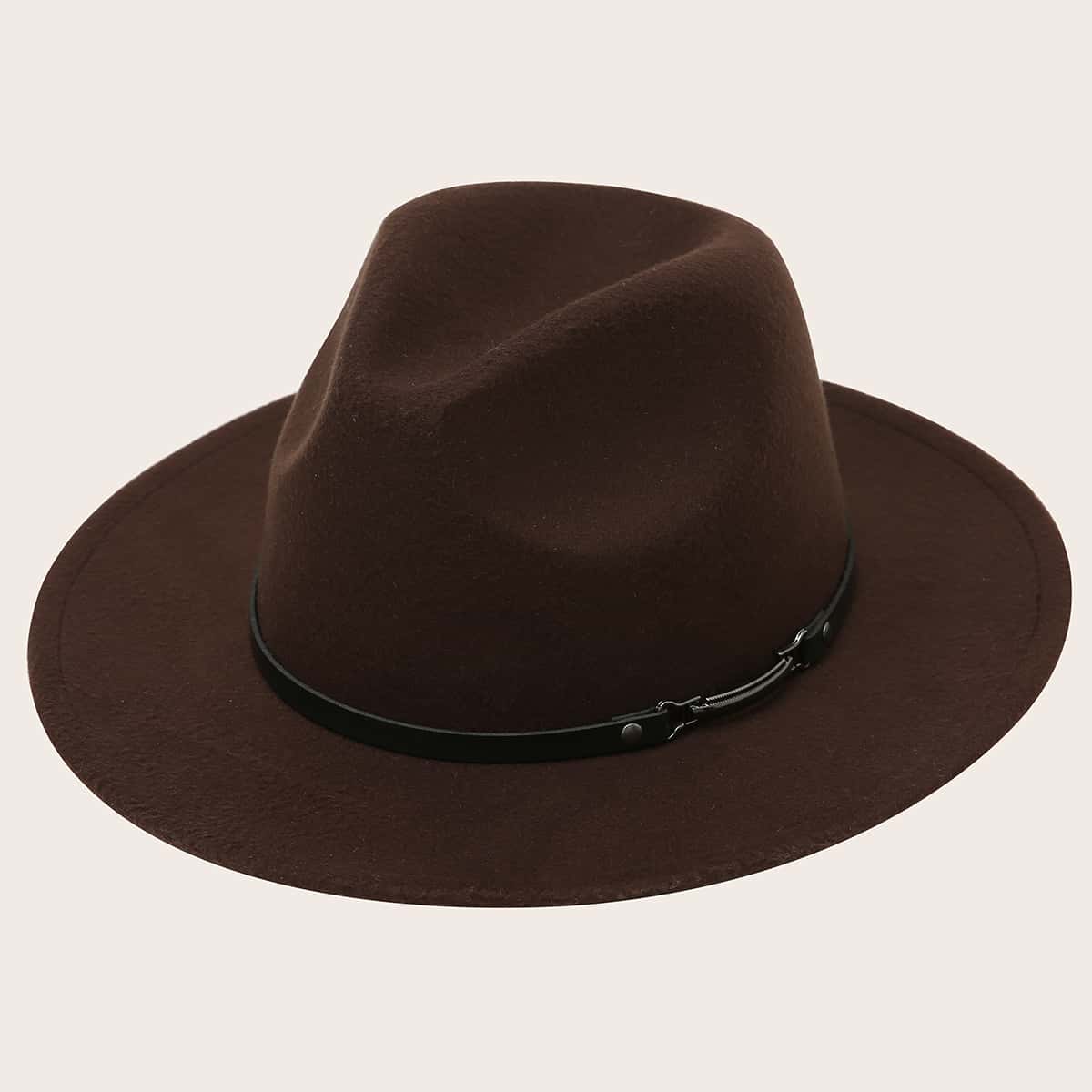 

Belt Decor Floppy Hat, Coffee brown