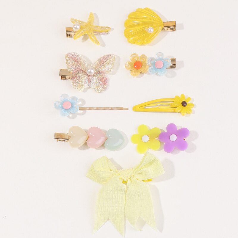 

9pcs Flower & Shell Decor Hair Clip, Multicolor