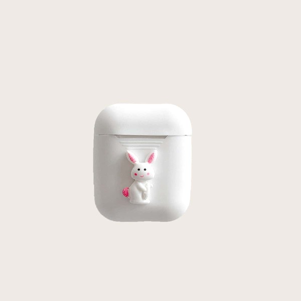 

3D Bunny Decor Airpods Case, White