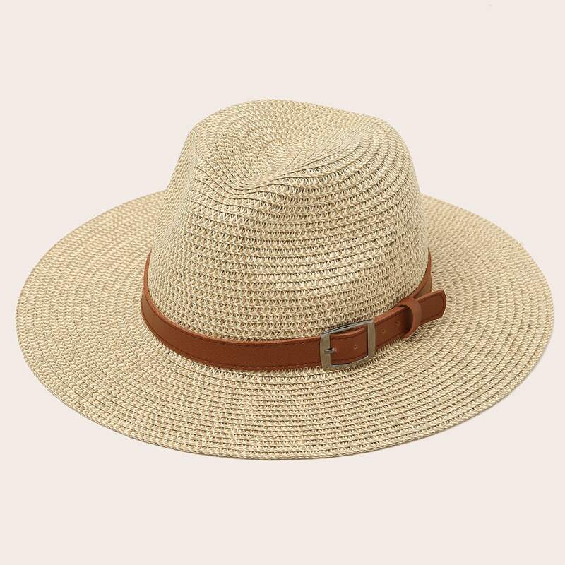 

Belt Decor Straw Hat, Khaki