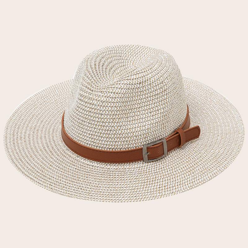 

Belt Decor Straw Hat, Multicolor