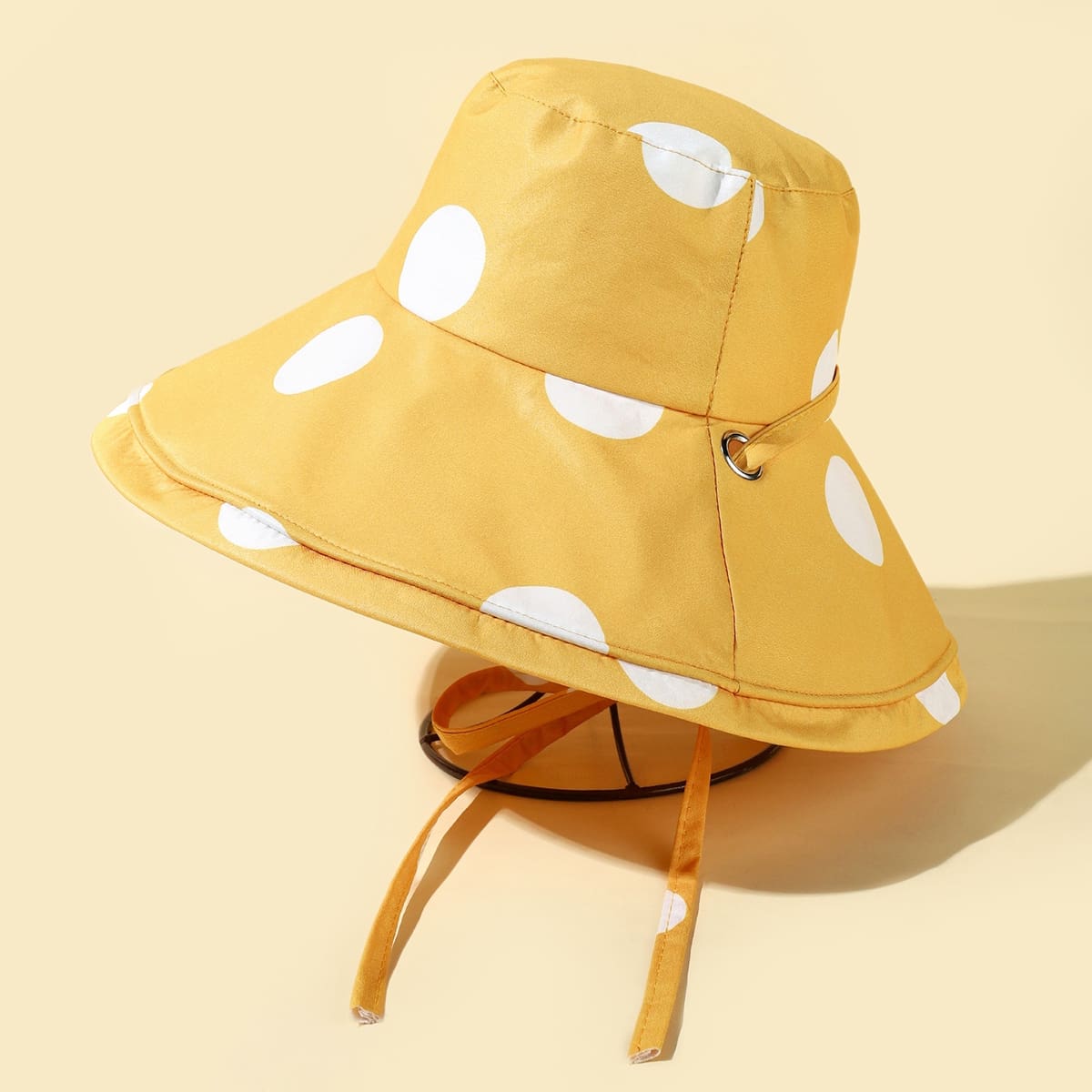 

Polka Dot Graphic Bucket Hat, Yellow