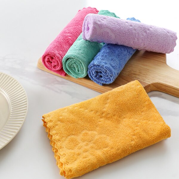 

3pcs Random Color Flower Cleaning Rag, Multicolor