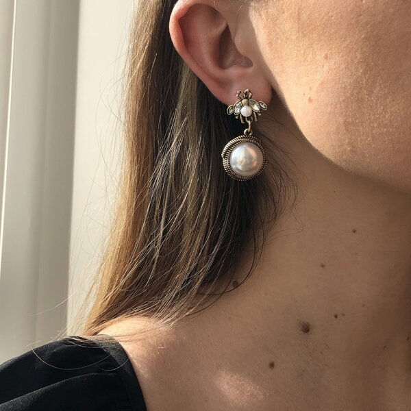 

Faux Pearl Decor Drop Earrings, White