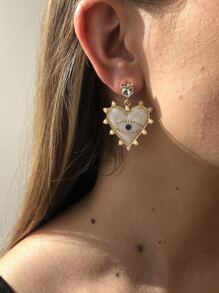 Pendientes con corazón - Blanco - Ver 1