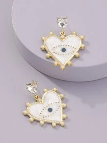 Pendientes con corazón - Blanco - Ver 2