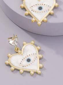 Pendientes con corazón - Blanco - Ver 3