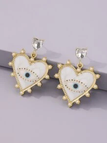 Pendientes con corazón - Blanco - Ver 4