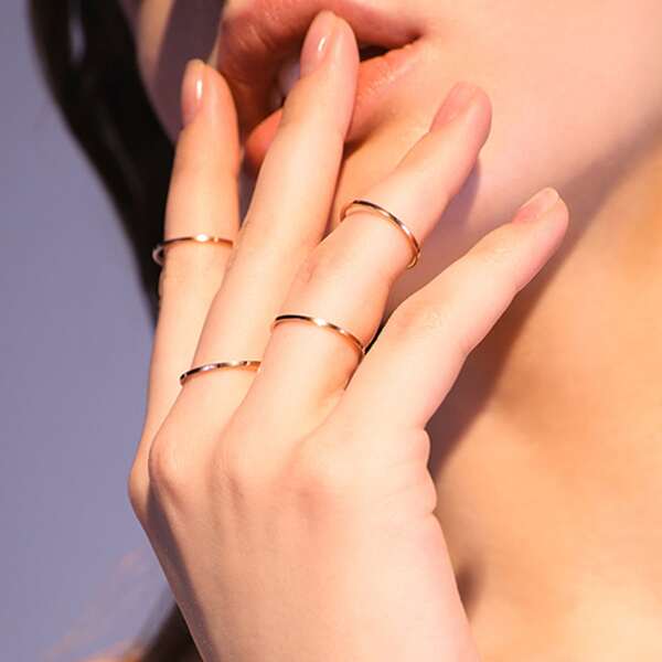 

4pcs Simple Round Ring, Rose gold