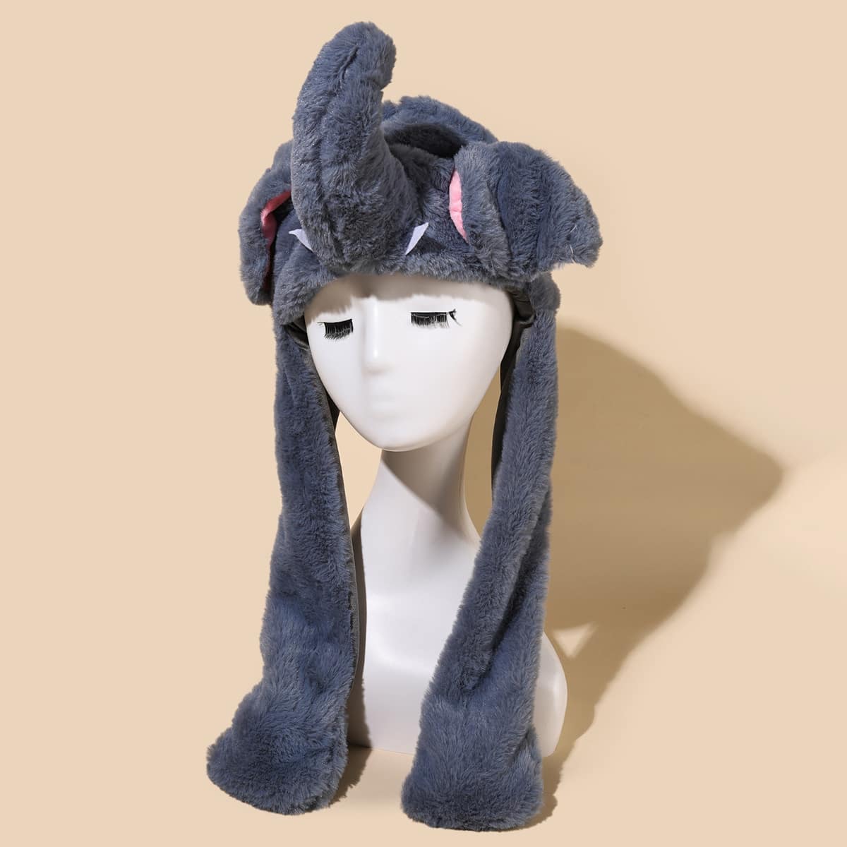 

Cartoon Graphic Ear Decor Fluffy Hat, Grey