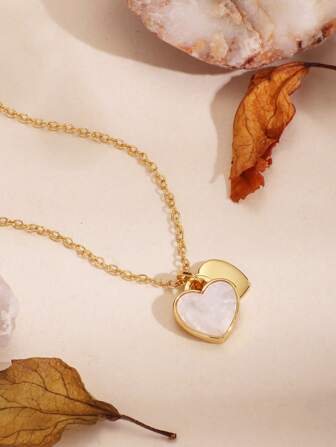 18k 镀金铜心形项链，送给她的礼物