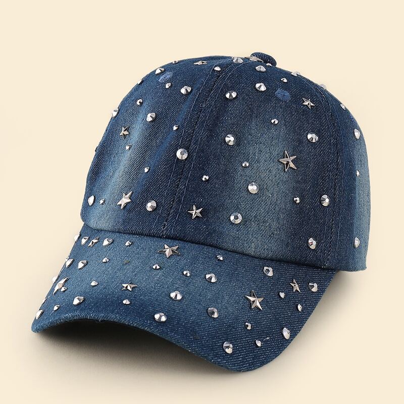 

Rhinestone Decor Baseball Cap, Blue