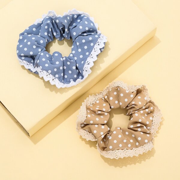 

2pcs Polka Dot Scrunchie, Multicolor