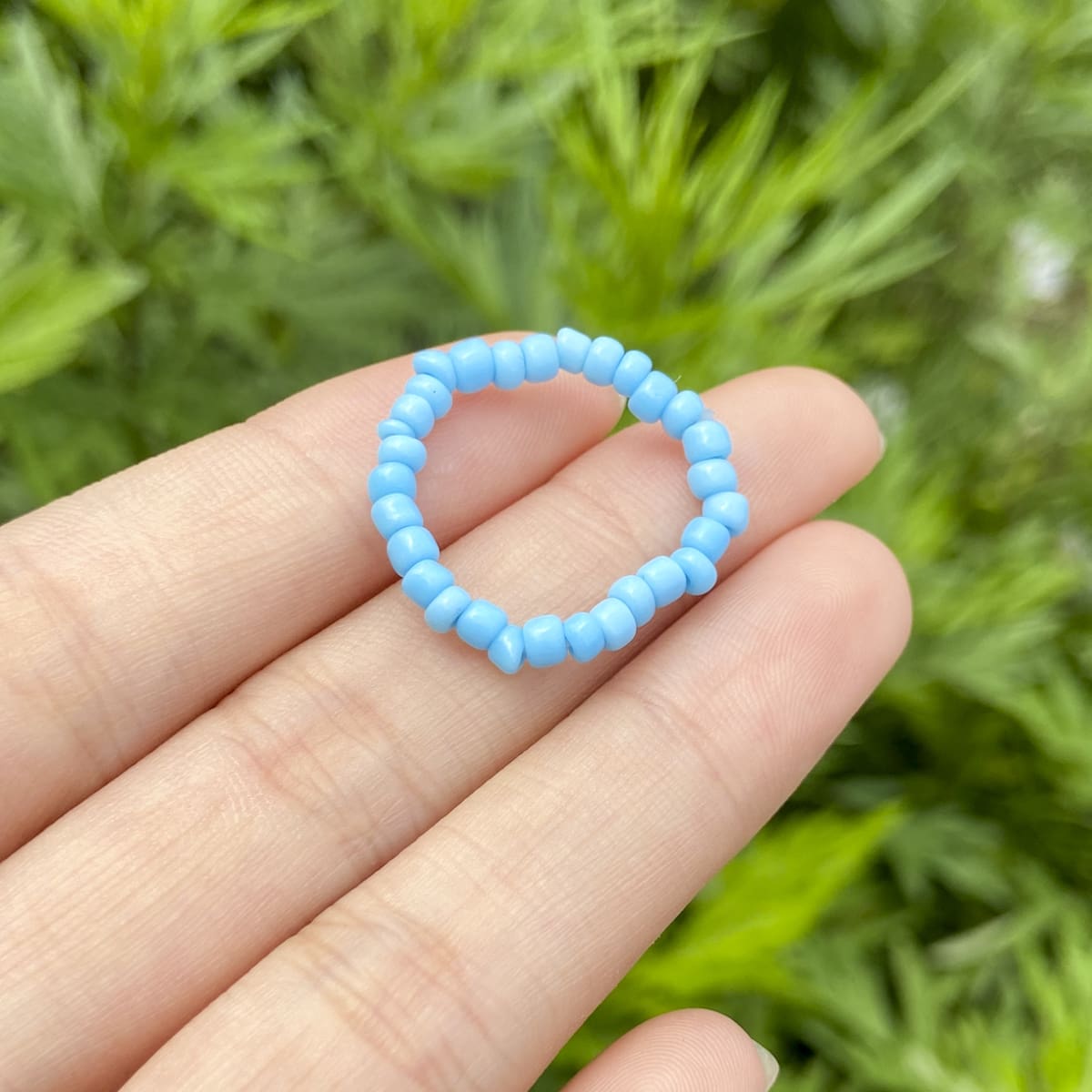 

1pc Simple Beaded Ring, Blue