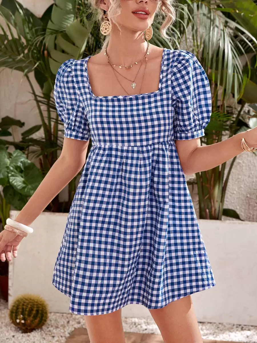 Soleia Đầm Kẻ sọc Giải trí - Xanh và trắng - Xem 1