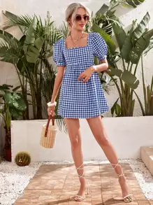 Soleia Đầm Kẻ sọc Giải trí - Xanh và trắng - Xem 3