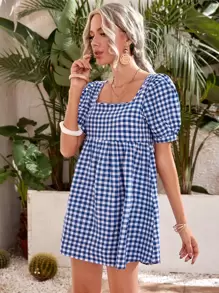 Soleia Đầm Kẻ sọc Giải trí - Xanh và trắng - Xem 5