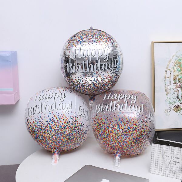 

3pcs Slogan Graphic Birthday Balloon, Multicolor