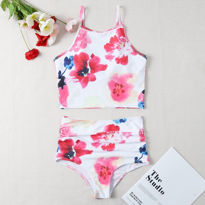 

Floral Random Print Bikini Swimsuit, Multicolor