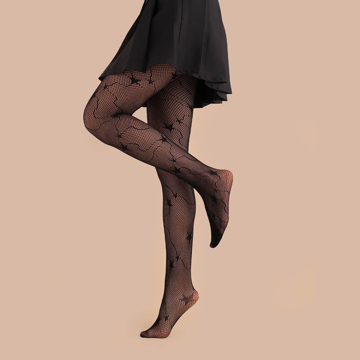 

Star Pattern Fishnet Tights, Black