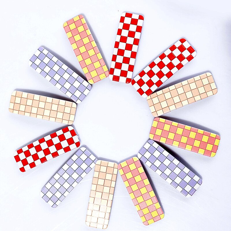 

12pcs Plaid Hair Clip, Multicolor