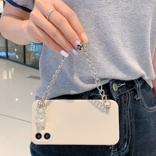 

Chain Decor Phone Case, Beige