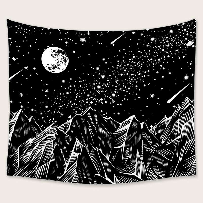 

Starry Sky Graphic Tapestry, Black