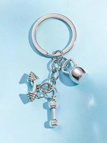 Móc khóa Dumbbell Charm dùng làm quà tặng, ví, cặp đi học, ba lô và túi xách - Bạc - Xem 1